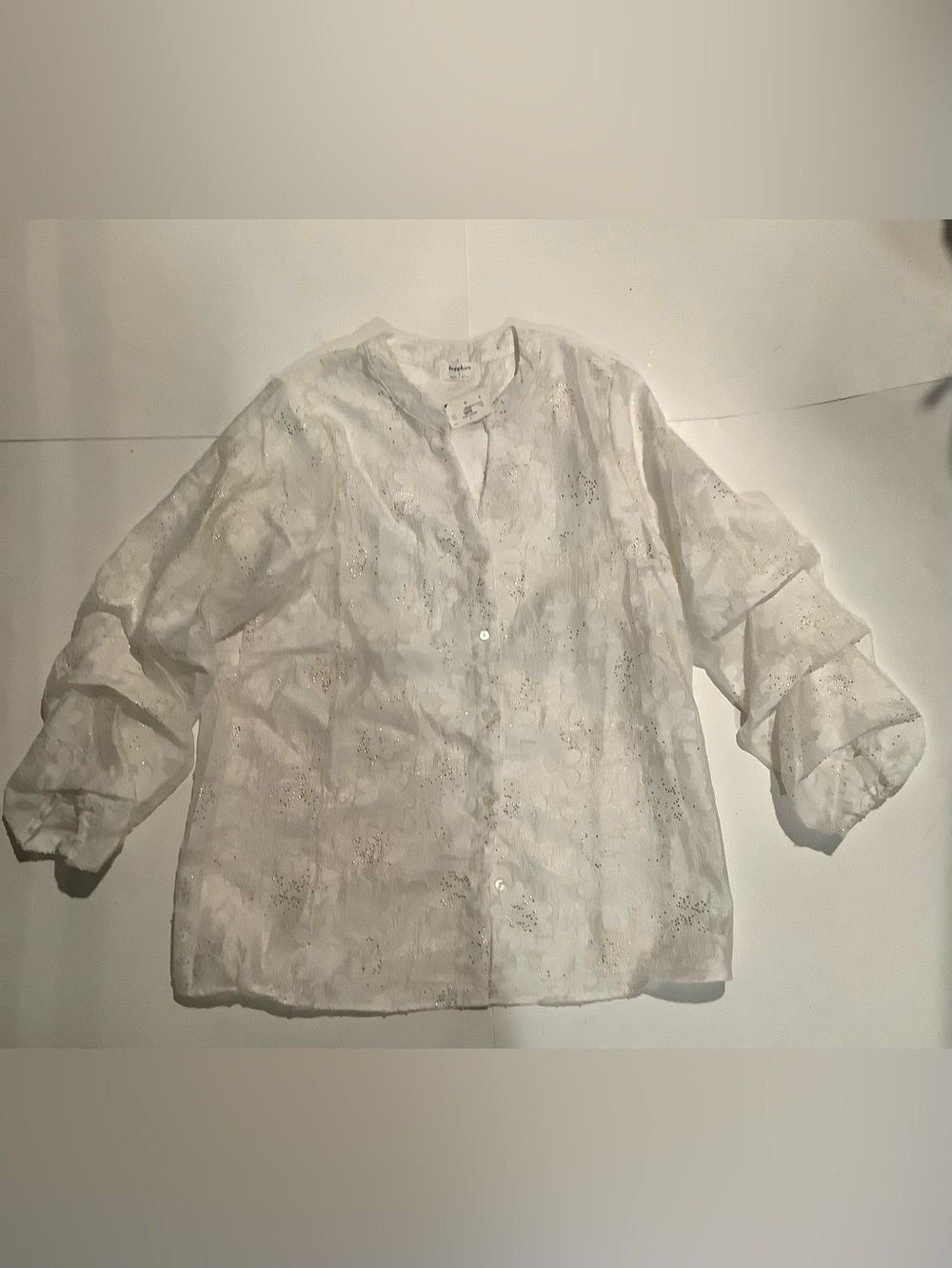 Women’s White Eyelet Button-Front Blouse